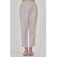 Off White Beige Waist Elasticated Straight Pant
