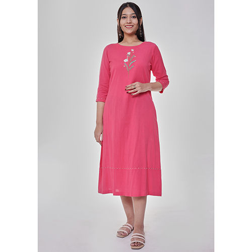 Floral Buta Embroidered Pink Dress