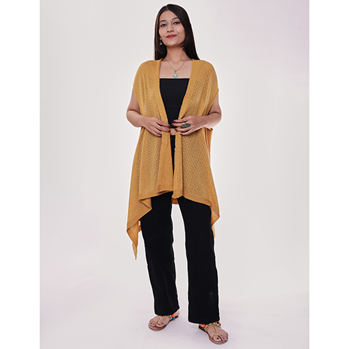 Mustard Yellow Knee-Length Cascade Shrug