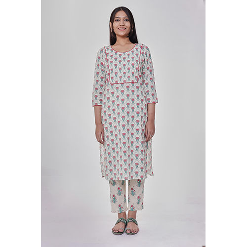 Washable Floral Jaal Off White Kurta With Pant