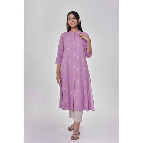 Washable Lavender Button Down Kurta