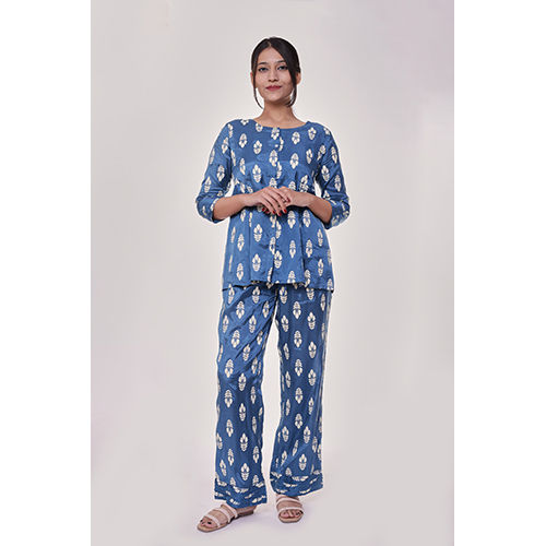 Blue And White Shantoon Co-ord Set