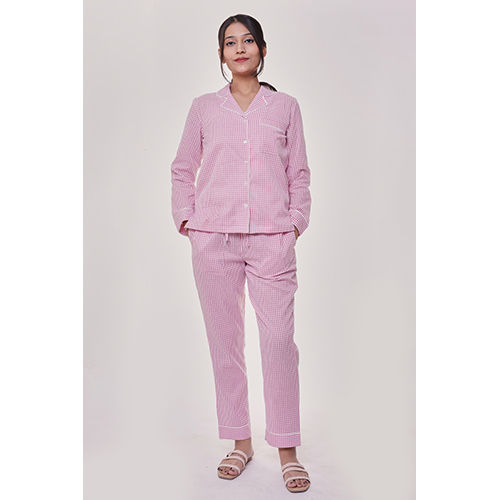 Washable Pink Seersucker Night Suit