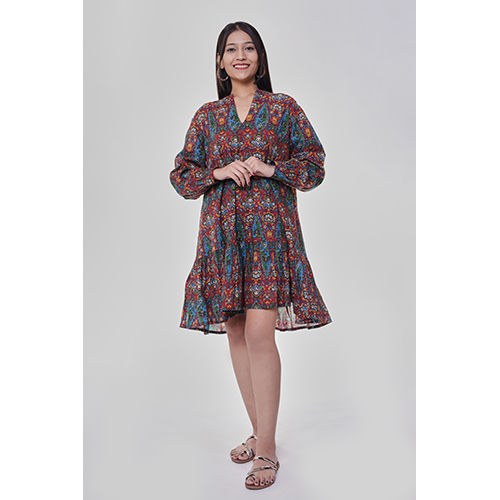 Multicolor Multi Printed Tent Dress