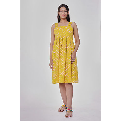 Yellow Polka Dot Midi Dress