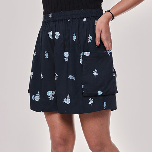 Navy Blue Printed Shorts