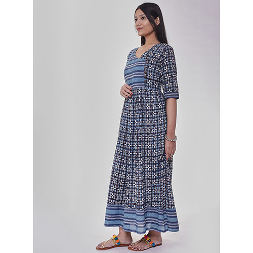 Indigo Angrakha Long Dress