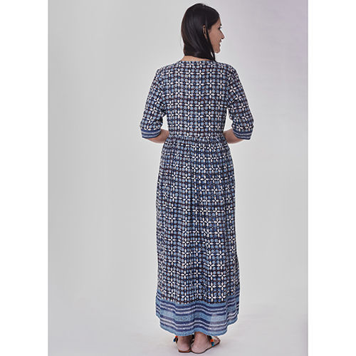 Indigo Angrakha Long Dress