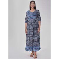 Indigo Angrakha Long Dress