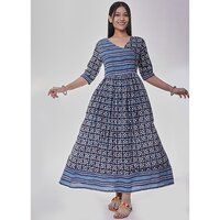 Indigo Angrakha Long Dress