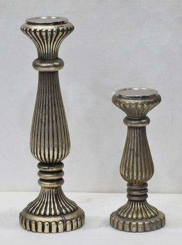 Decorative Set of 2 Wooden Candle Holder