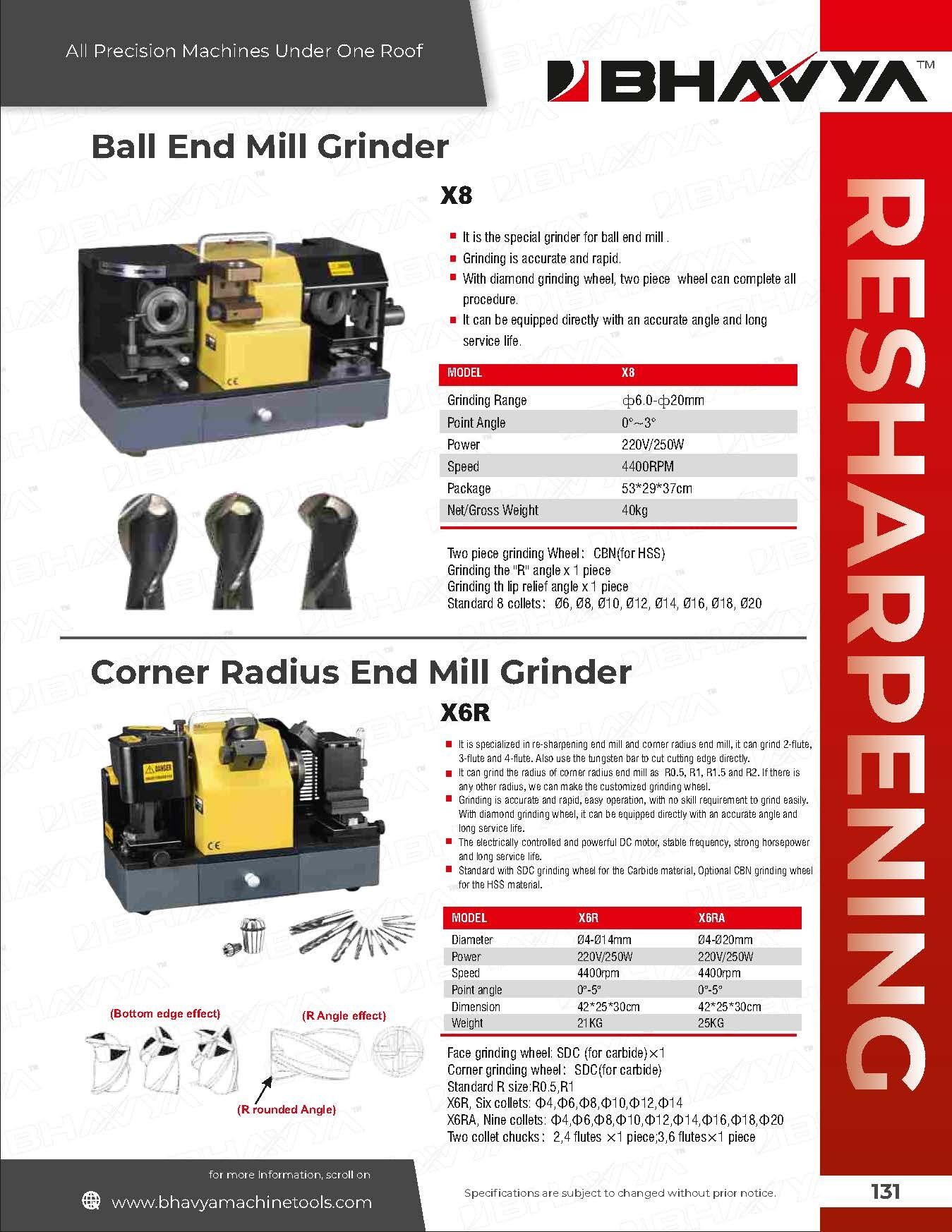 Corner Radius End Mill Re-Sharpener Machine