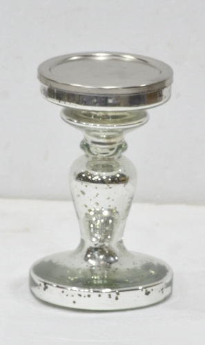 New Look Silver Antique Glass Candle Holder