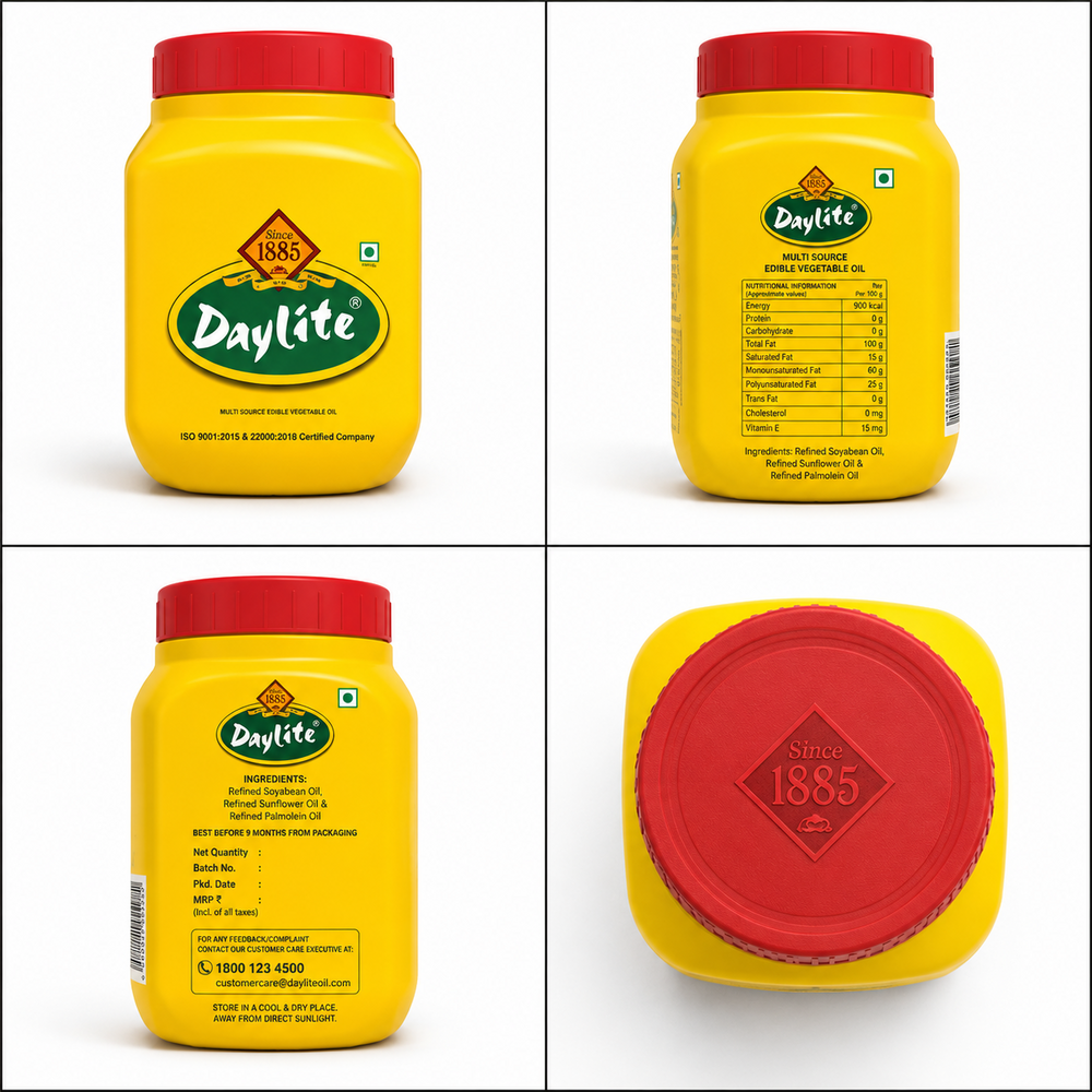 Daylite Multi Source Edible Vegetable Ghee Jar - Refined Fractionated Oil High Purity for Cooking Frying Baking & Topping Dishes
