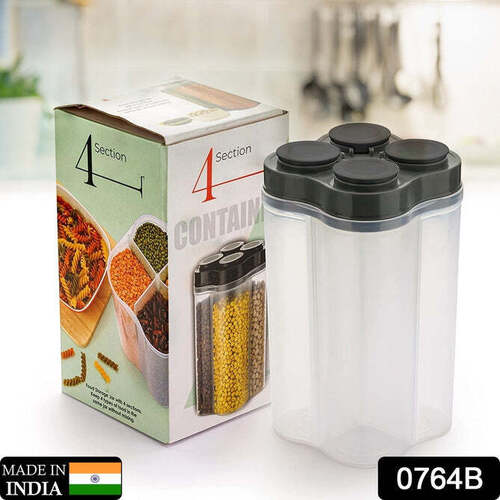 PLASTIC LOCK FOOD STORAGE 4 SECTION CONTAINER JAR