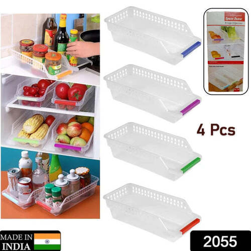 KITCHEN PLASTIC SPACE SAVER ORGANIZER BASKET RACK- 4 PCS