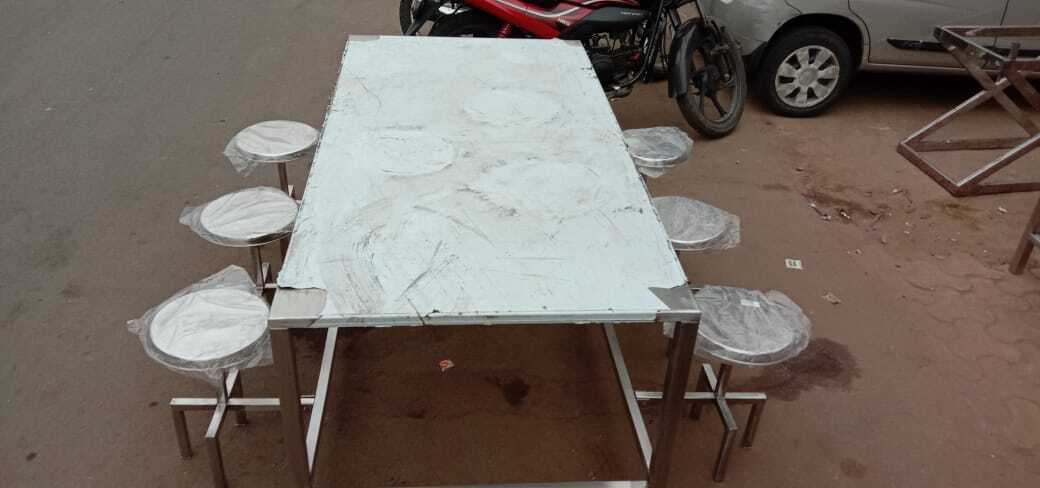 Stainless Steel Six Seater Canteen Table