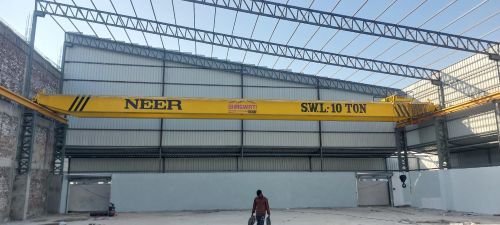 Girder Crane - 15 Meter Max Lifting Height 0-7.5 Ton Load Capacity | Electric Power Supply Yellow 20 m Span Industrial Use