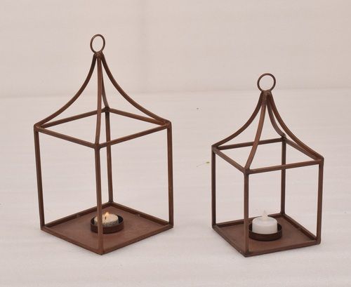 Set of 2 Iron Square Candle Holder