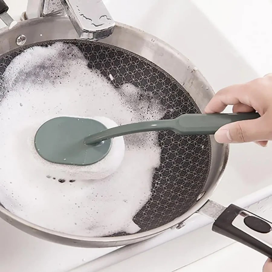 BATHROOM LONG HANDLE SPONGE TOILET BRUSH