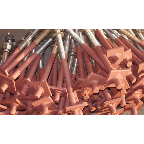 Straight Foundation Bolt - MS, Carbon Steel, Stainless Steel, 12mm to 100mm Diameter | Silver and Maroon Color, Heavy Fabricated FDN Design, Length 250mm to 3000mm