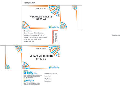 Verapamil  Tablet (Prolonged Release) 80mg