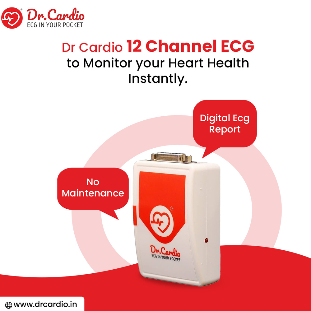 Mobile ECG Machine - 12-Channel Simultaneous Acquisition, Medical Grade ABS Plastic, Compact 90x55x35 mm, Real-Time Operation, 99.99% Accuracy, 7-8 Days Battery Backup, User Selectable Gain Ù Frequency, CMRR 90 dB, Digital Recording Mode