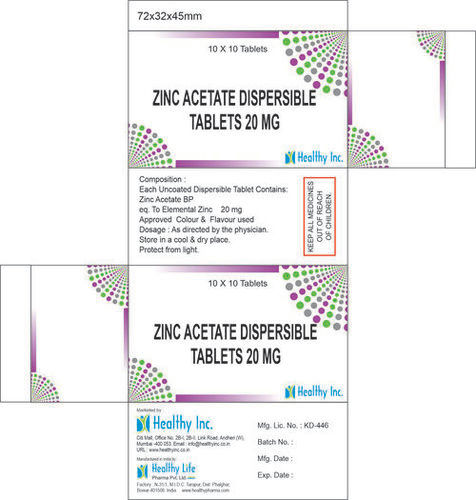 Zinc Acetate Dispersible tablet 20mg