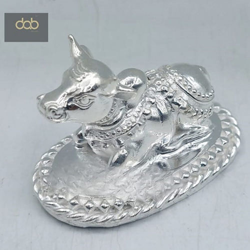 Metal Silver Nandi Bull Idol