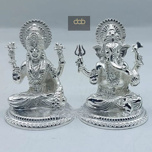 Silver Laxmi Ganesh Idol