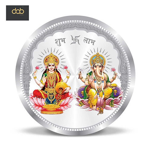 Pure Silver Laxmi Ganesh Coin - Color: As Per Requirement