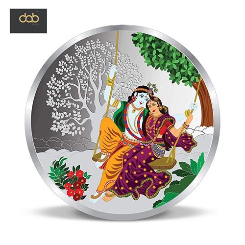 Silver Radha Krishna Coin - Color: As Per Requirement