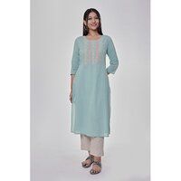 Sea Blue Embroidered Kurta