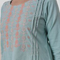 Sea Blue Embroidered Kurta