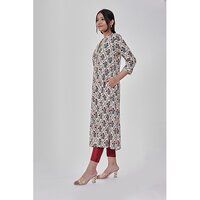 Jaal Printed Off White Straight Kurta