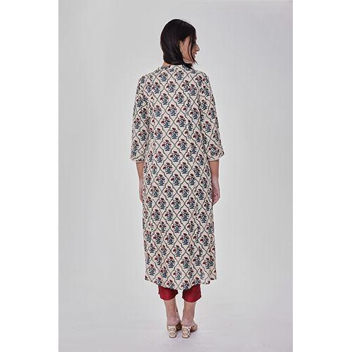 Jaal Printed Off White Straight Kurta