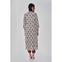 Jaal Printed Off White Straight Kurta