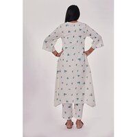 Off White Floral Printed Kurta Co-Ord Set