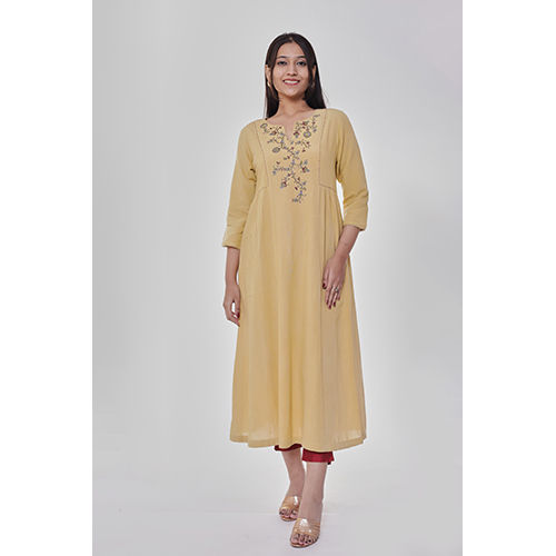 Moon Yellow Embroidered Kurta