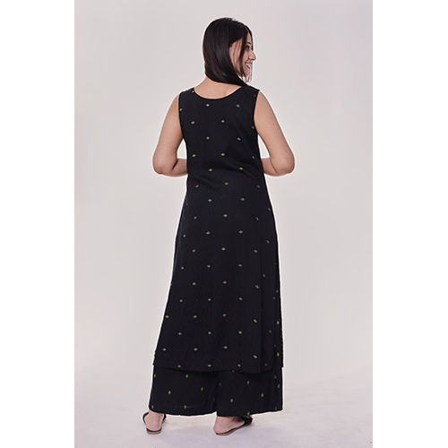 Black Woven Kurta Co-ord Set