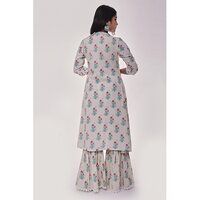 White Floral Sharara Set