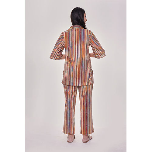 Multi Color Striped Night Suit