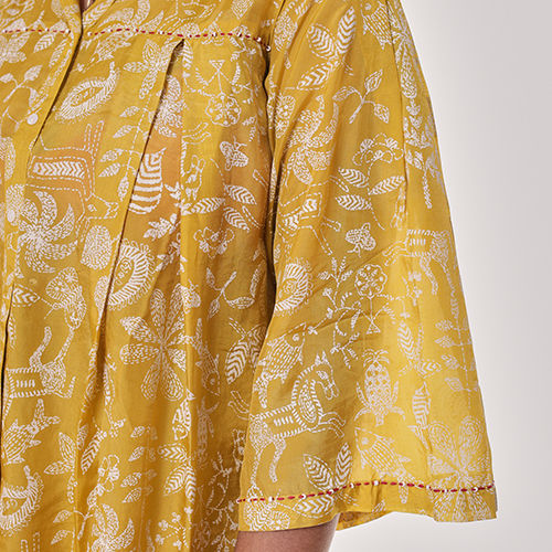 Mustard And Off White Print Co-ord Set Front