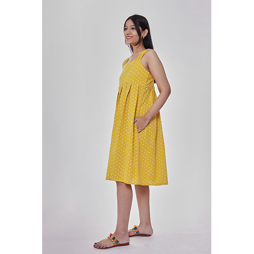 Yellow Polka Dot Midi Dress