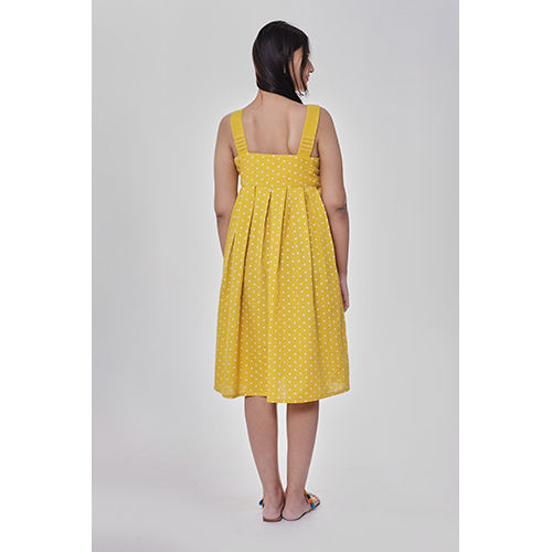 Yellow Polka Dot Midi Dress