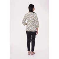 Multi Printed White Ethnic Shirt