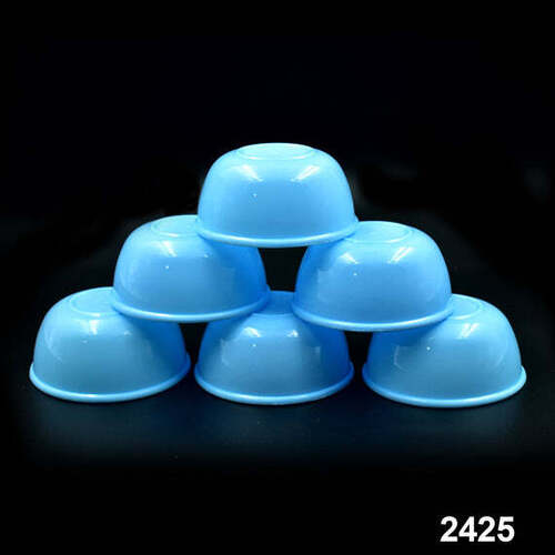 SMALL PLASTIC BOWL SET, MICROWAVE SAFE UNBREAKABLE, SET OF 6 - BPA Free Plastic, Standard Size, Blue | Dishwasher Safe, Ripped Piping Design, Steady Base, Multipurpose Use