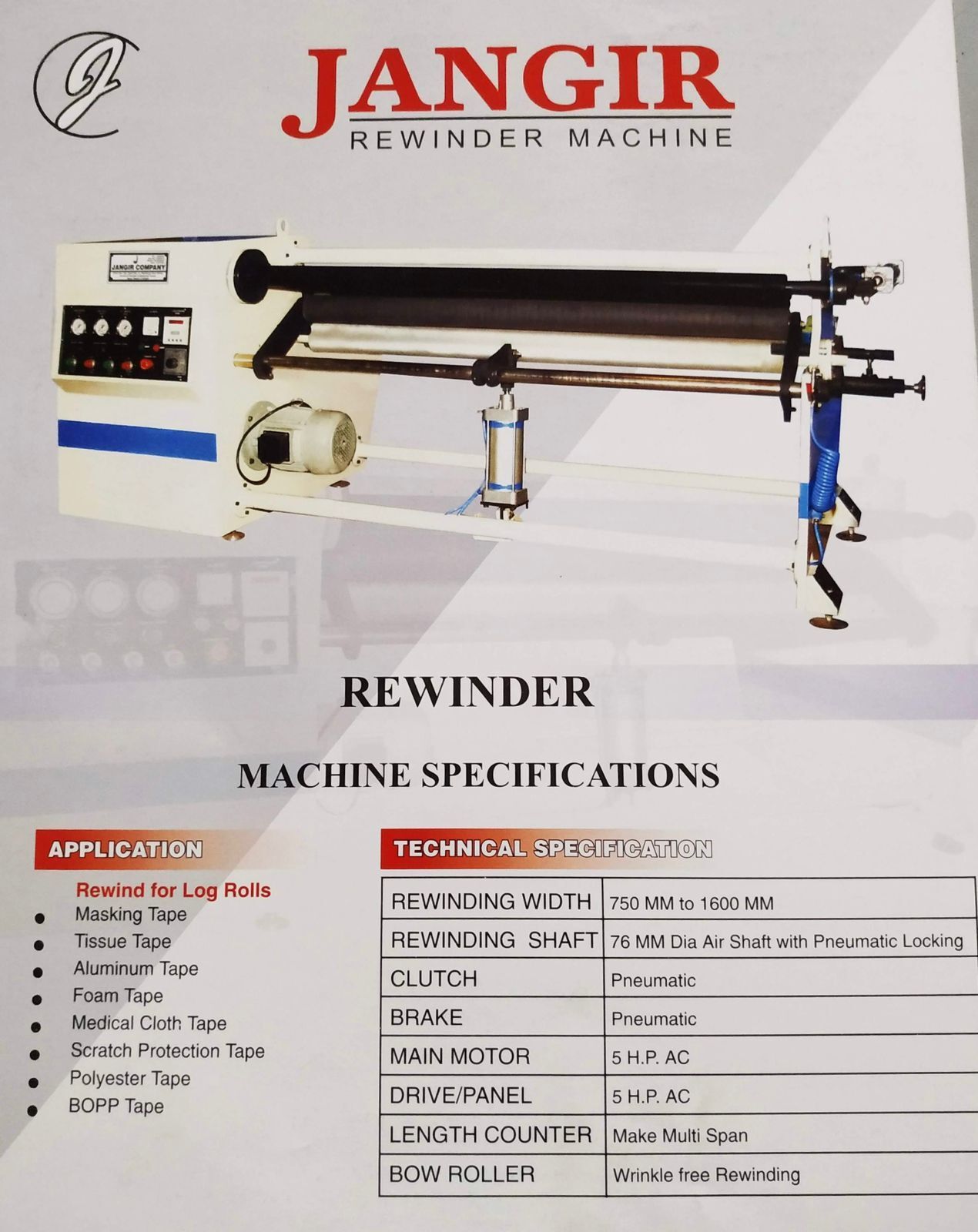 Single Shaft Rewinding Machine