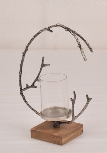 Candle Holder With Wood Base