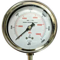 Analog Pressure Gauge - Stainless Steel, 6 Inch Glass Dial | Polished Galvanized Finish, Analog Display, Industrial Use